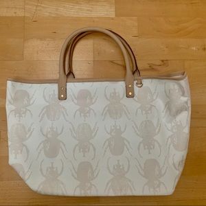 India Hicks Mayfair Bag Canvas Tote White Gold New